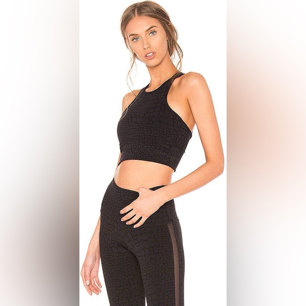 Strut This Jacquard Croc Embossed 2 pc Bra + High Rise Leggings Set XS $170